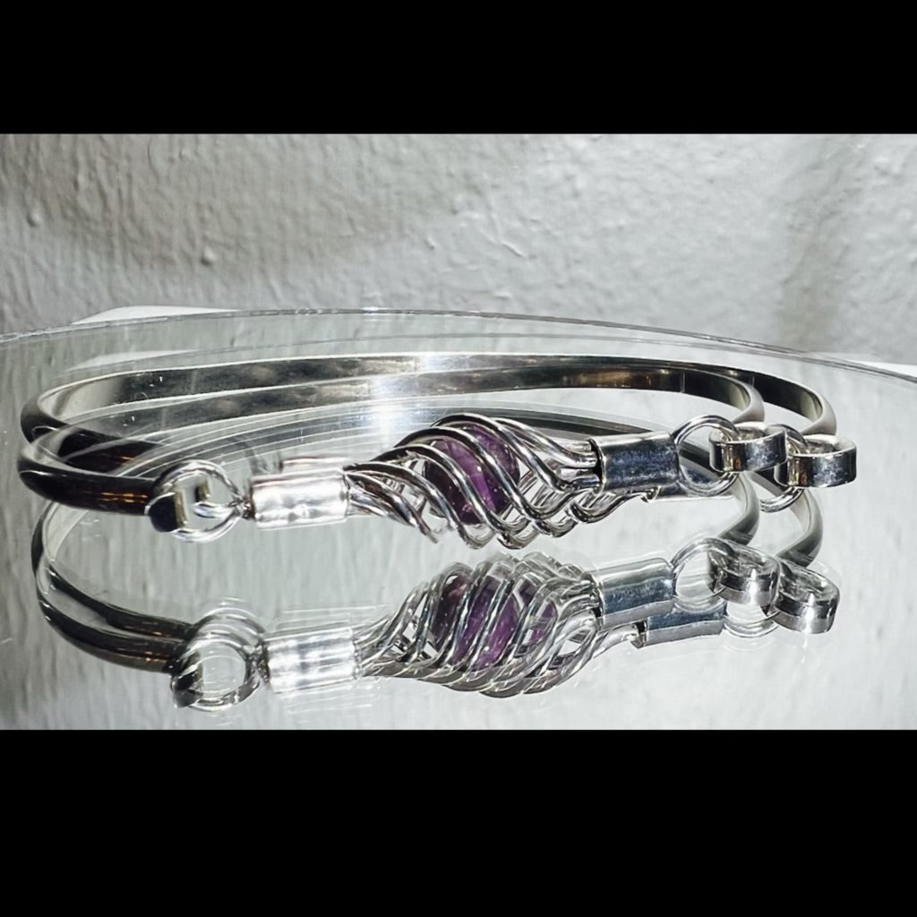 Caged Amethyst Bead Bracelet