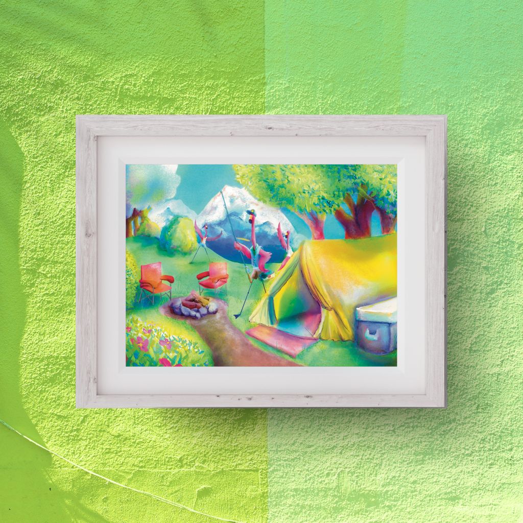 Camping With Family in the Mountains Framed Print