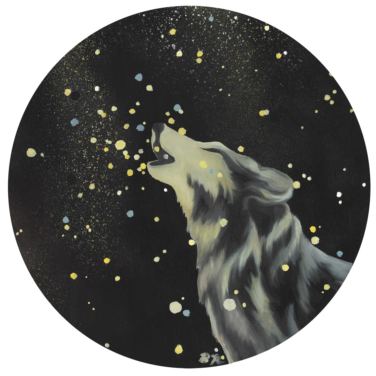 Celestial Howling Wolf Print