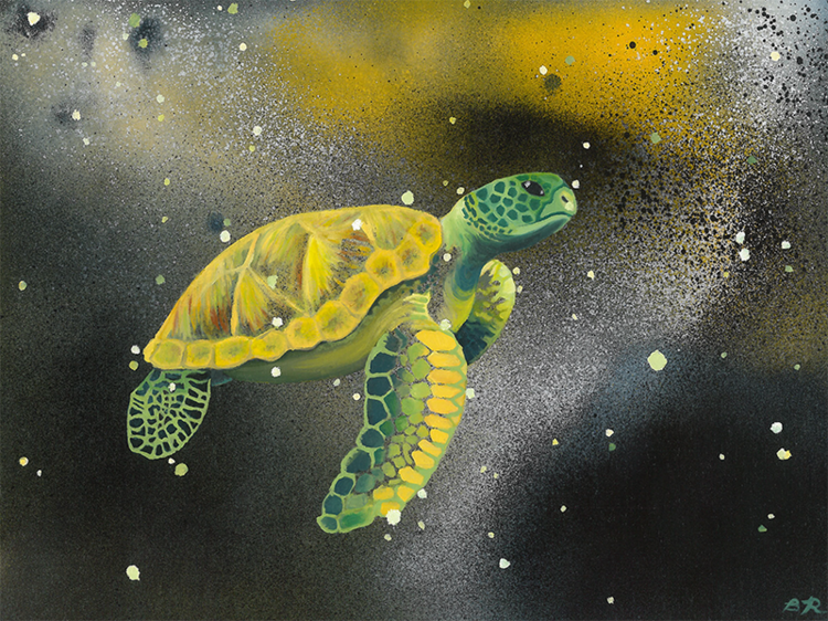 Celestial Sea Turtle Matted Print