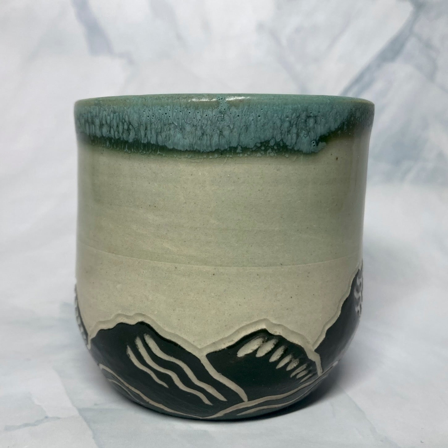 Ceramic cup_mini_Mountains_rocky skyline