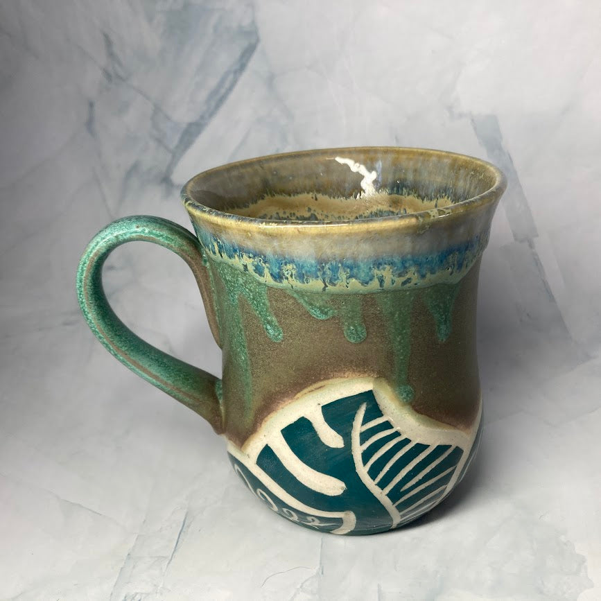Ceramic mug_Meadows_spring leaves