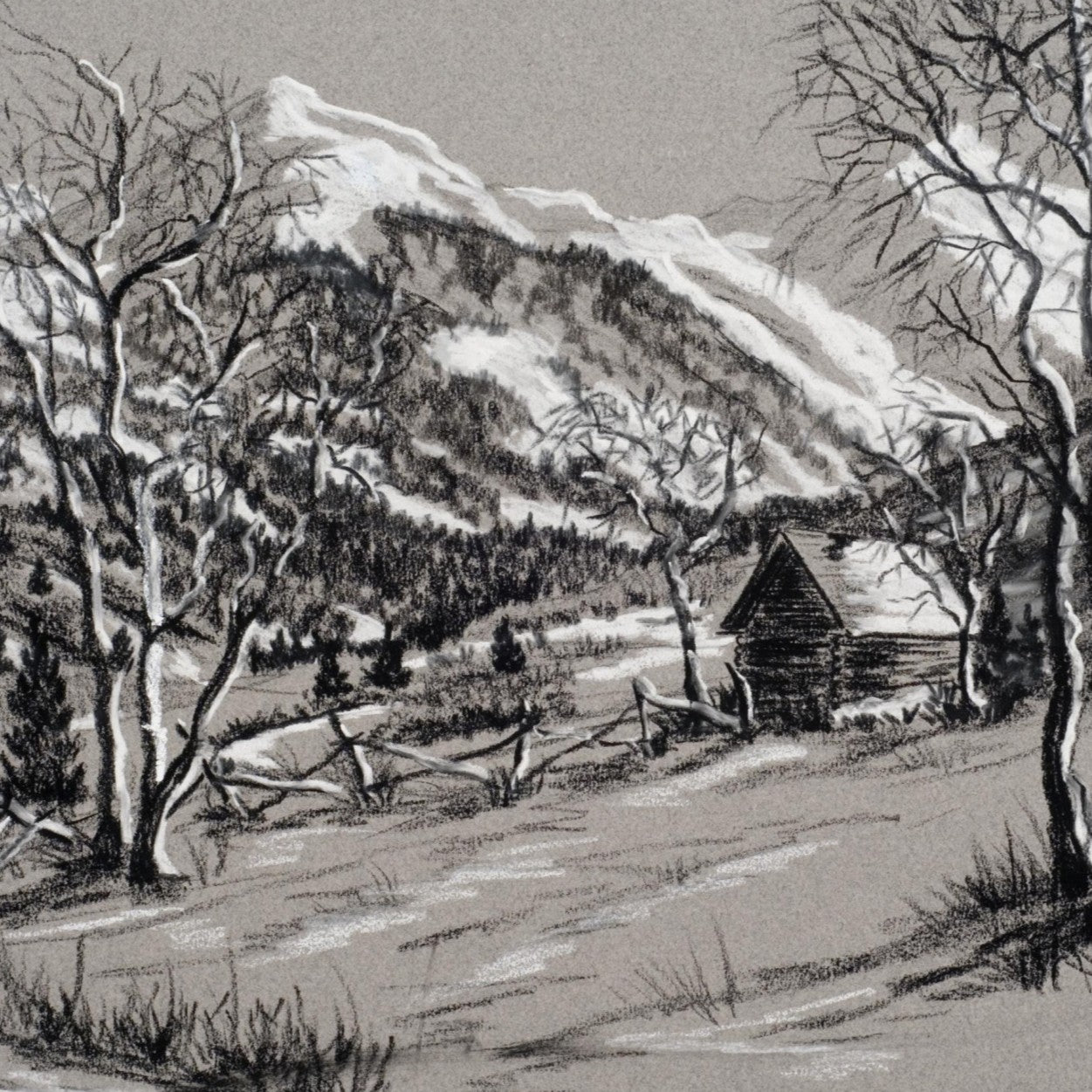 Charcoal Drawing Mountain Landscape Art Class - Tues. 6.16.26 @ 10:30A