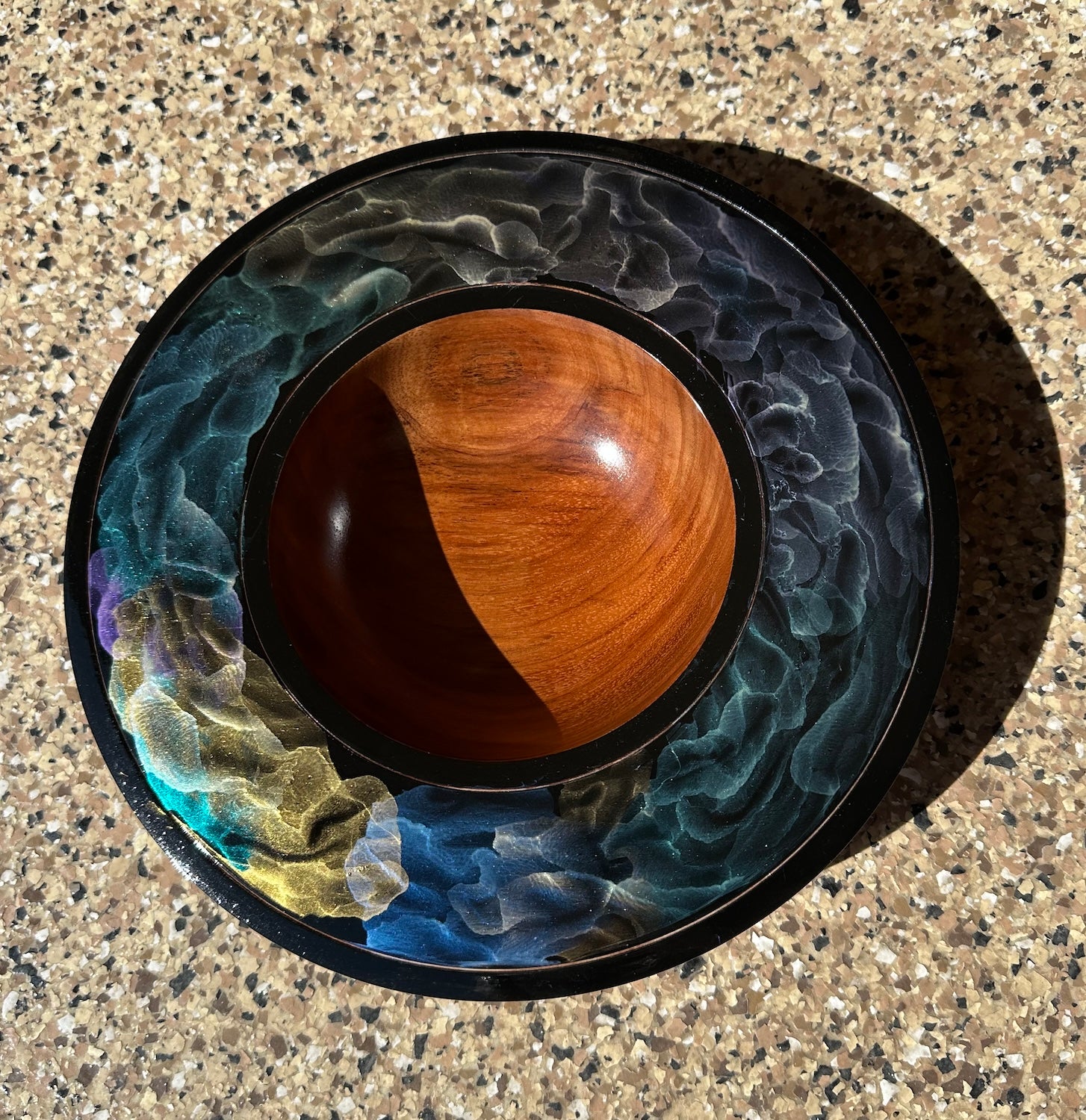 Cherry bowl with acrylic paint