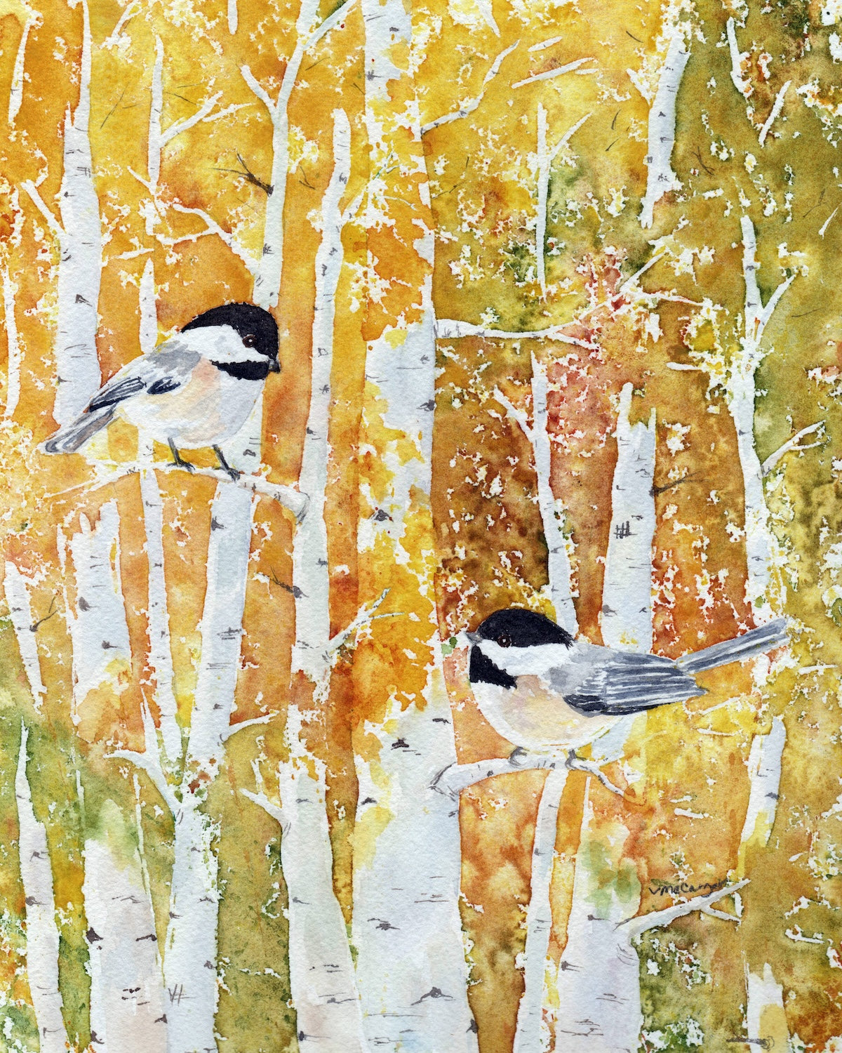 Fall Chickadee Pair in Fall Aspen Pair-prints-now-