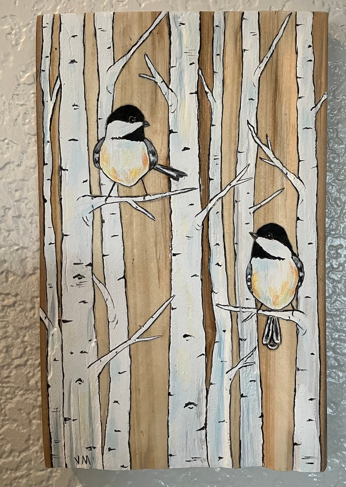 Chickadee Pair on Aspen Board
