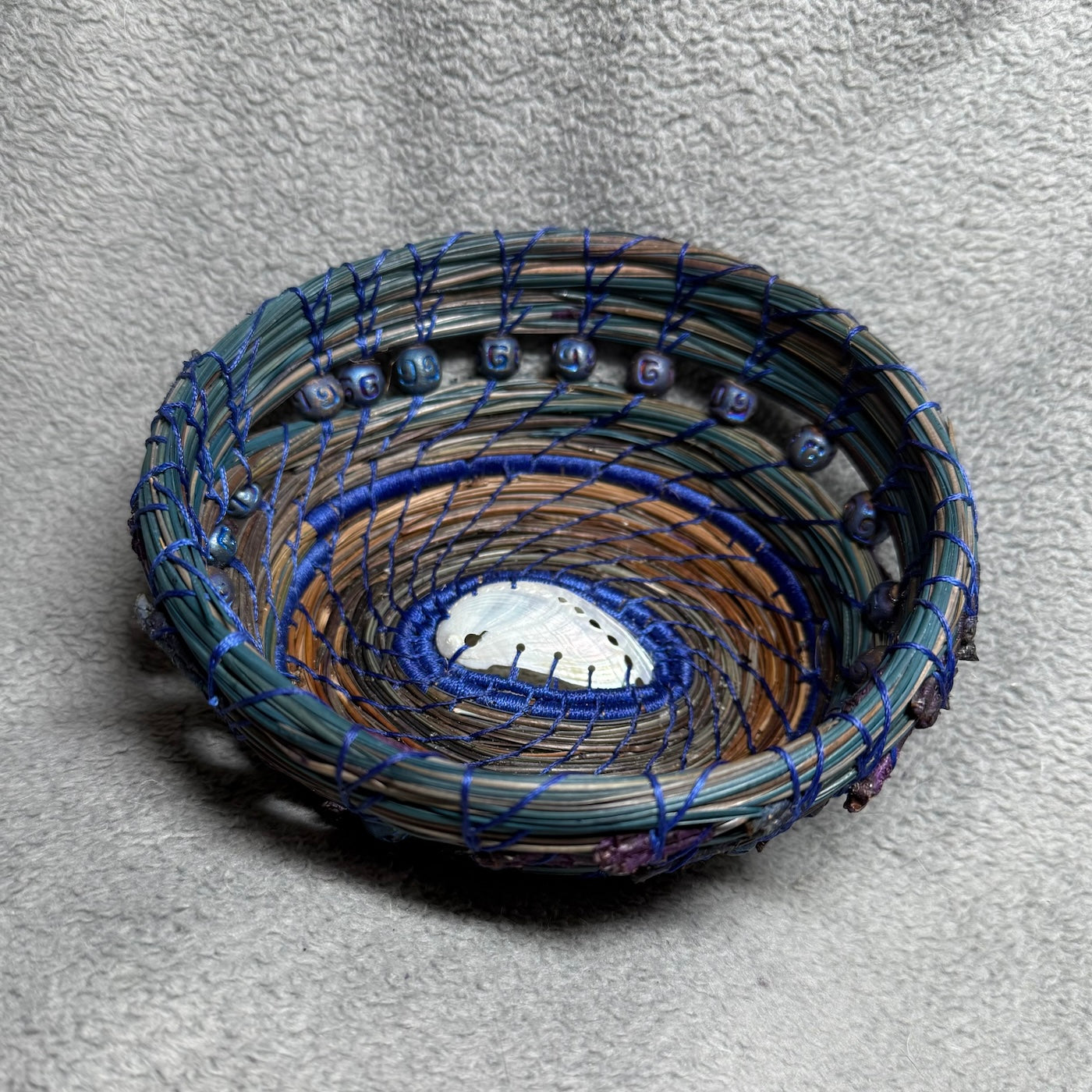 Coastal Blues Pine Needle Basket
