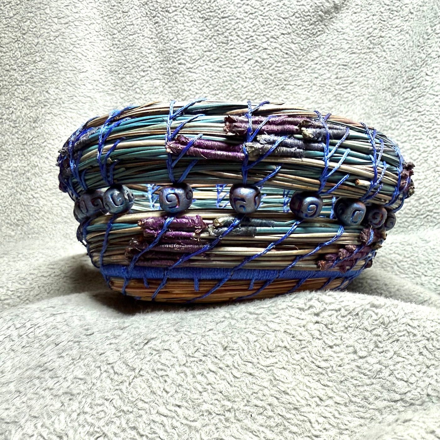 Coastal Blues Pine Needle Basket