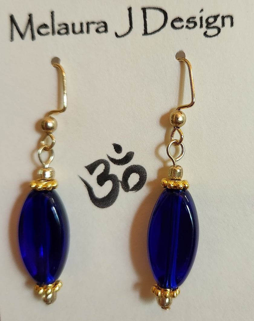 Earrings-Cobalt Glass