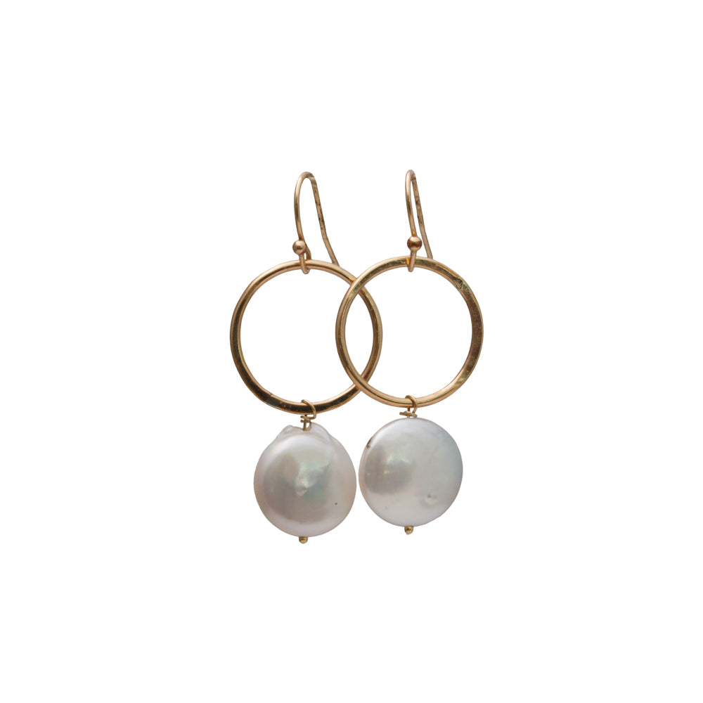 Coin pearl earrings