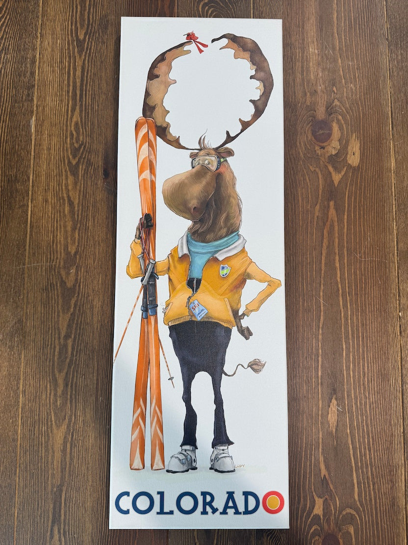 Colorado Skiing Moose | 8x24.5" Canvas
