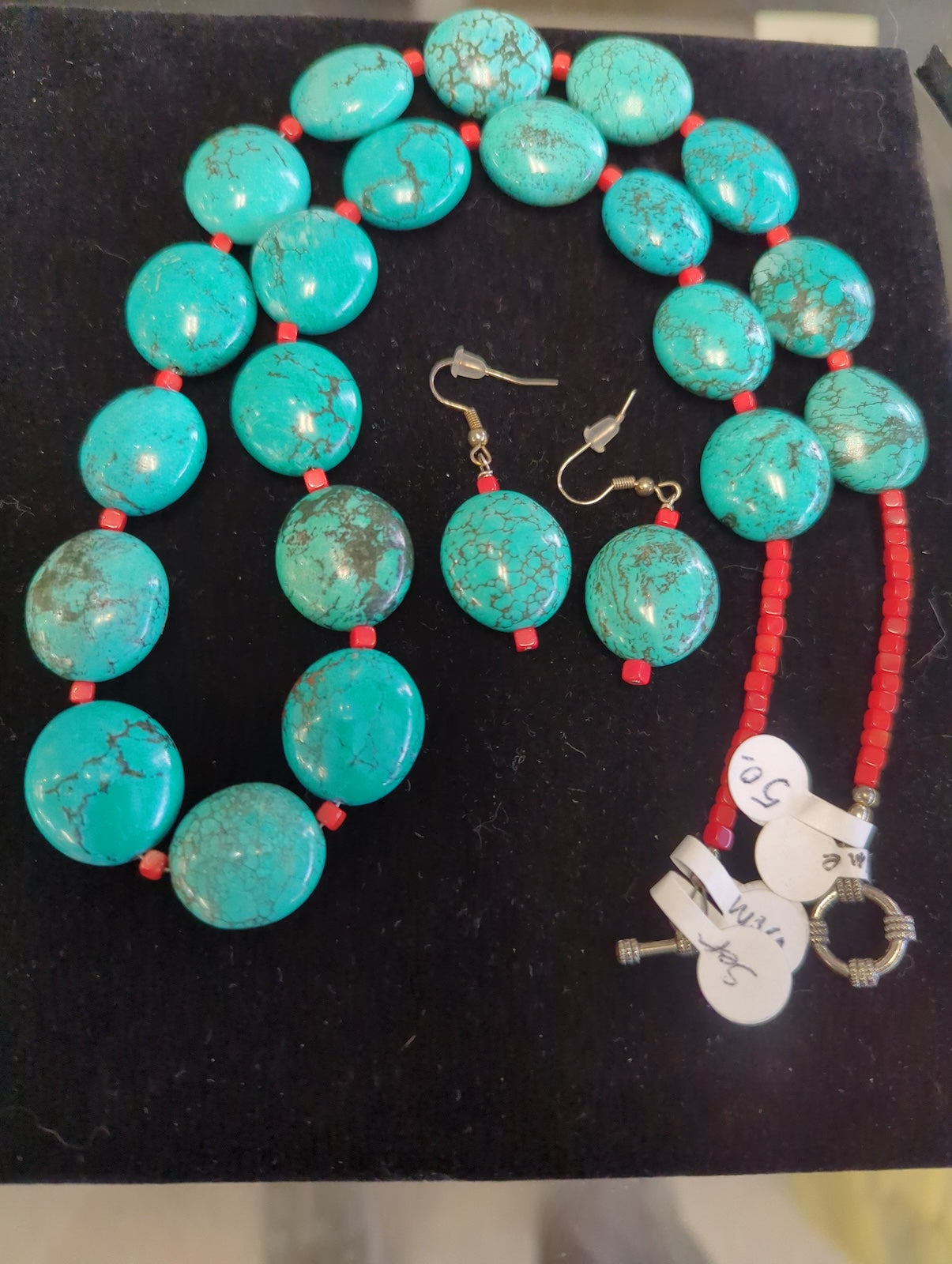 Costume turquoise w coral beads