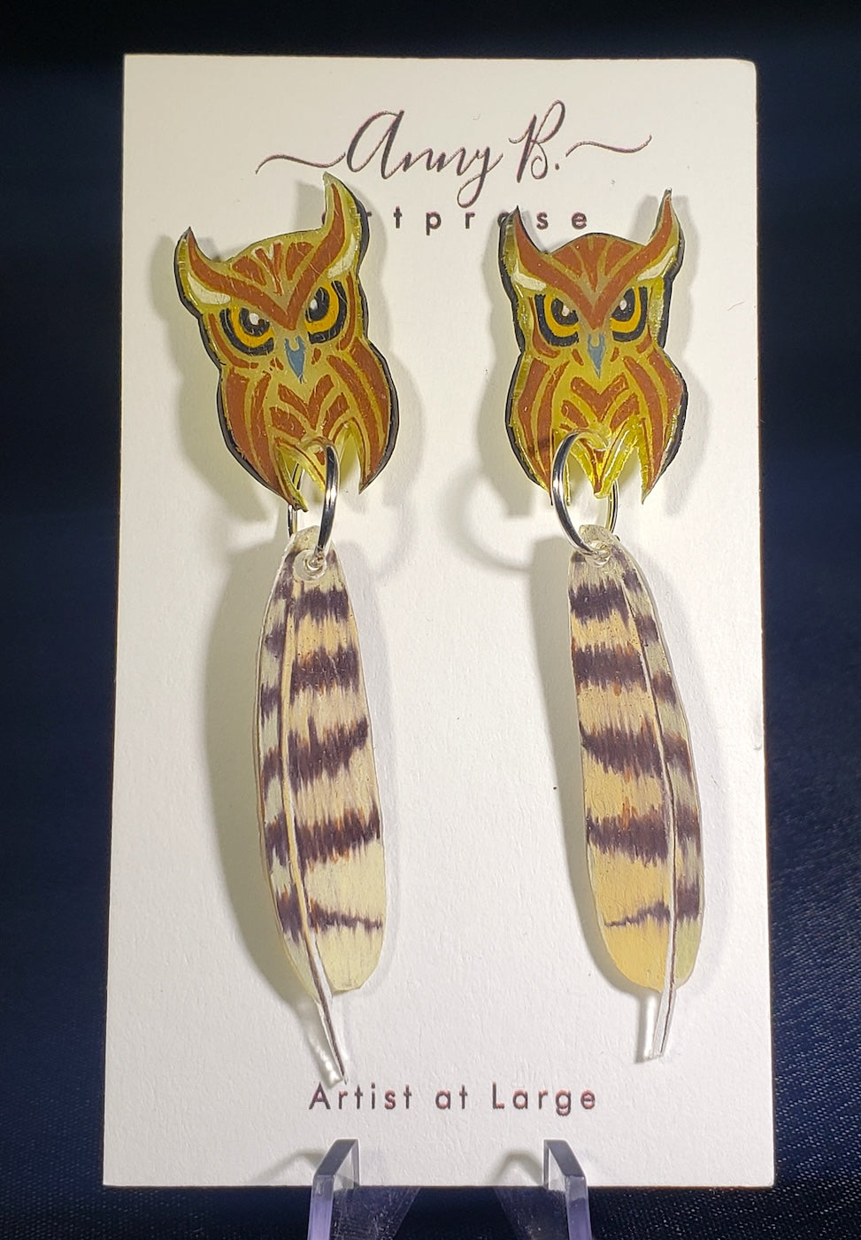 D14 Great Horned Owl earrings