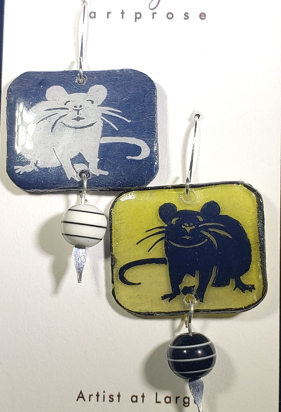 D24 Black & White mouse earrings