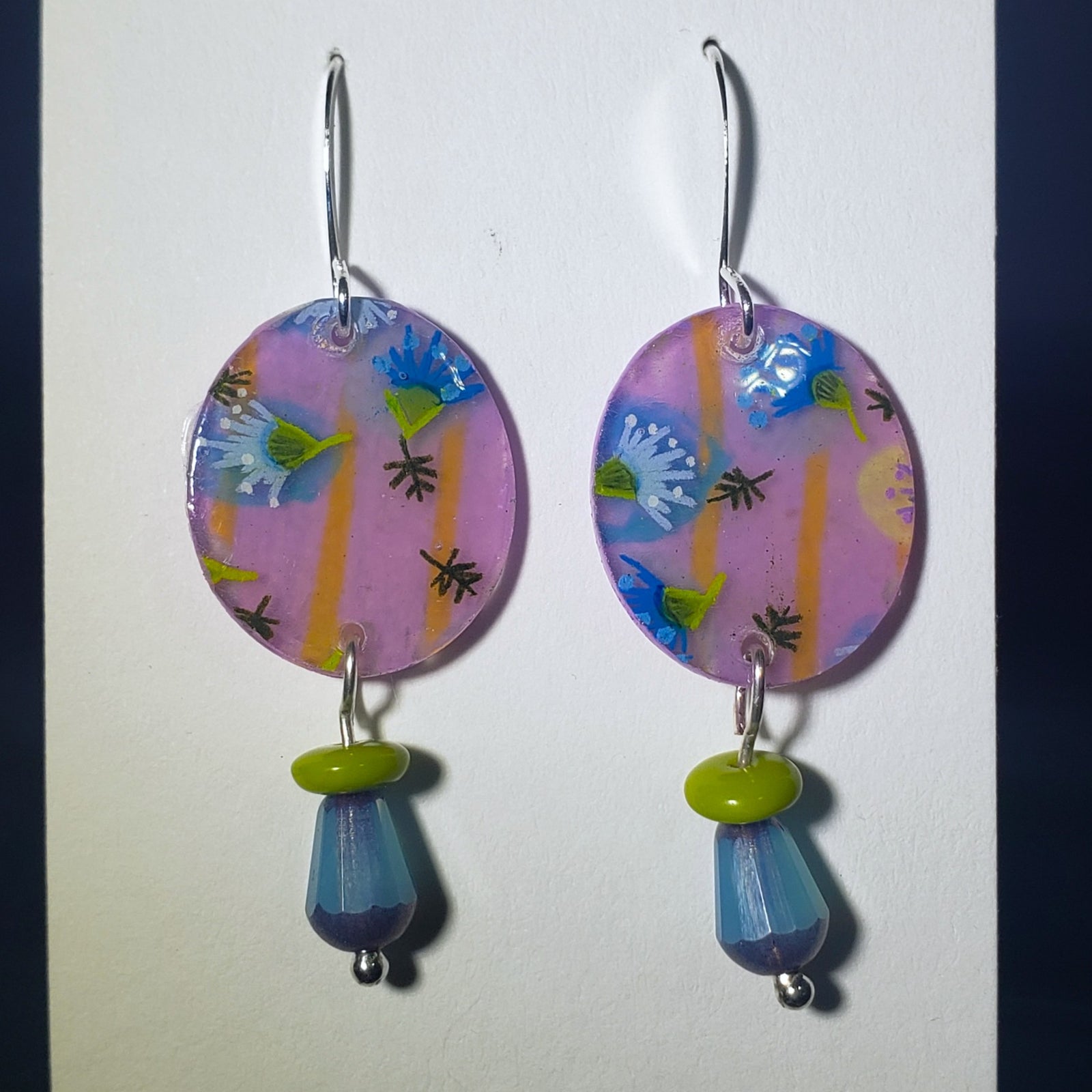 D38 Lavendar & Blue earrings