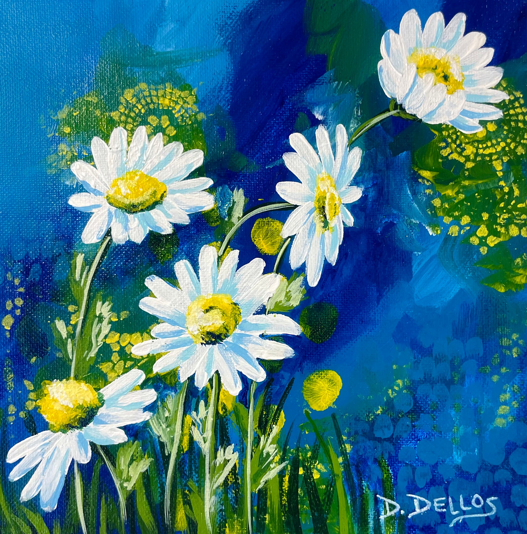 Daisies Acrylic Painting Art Class - Wed 05.15.24 @ 1P