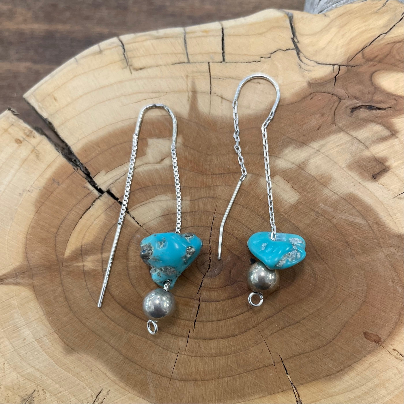 Dangling turquoise earrings