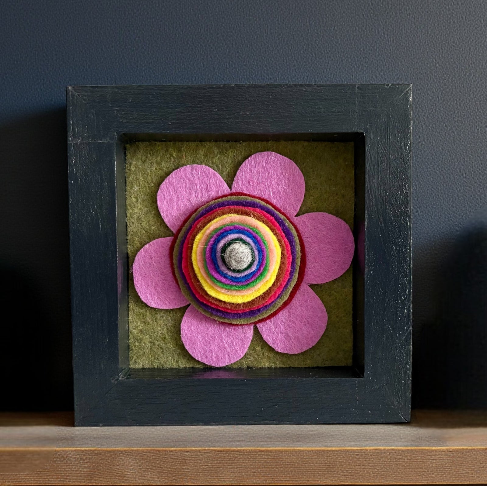 Dark Blue Frame with Purple Flower