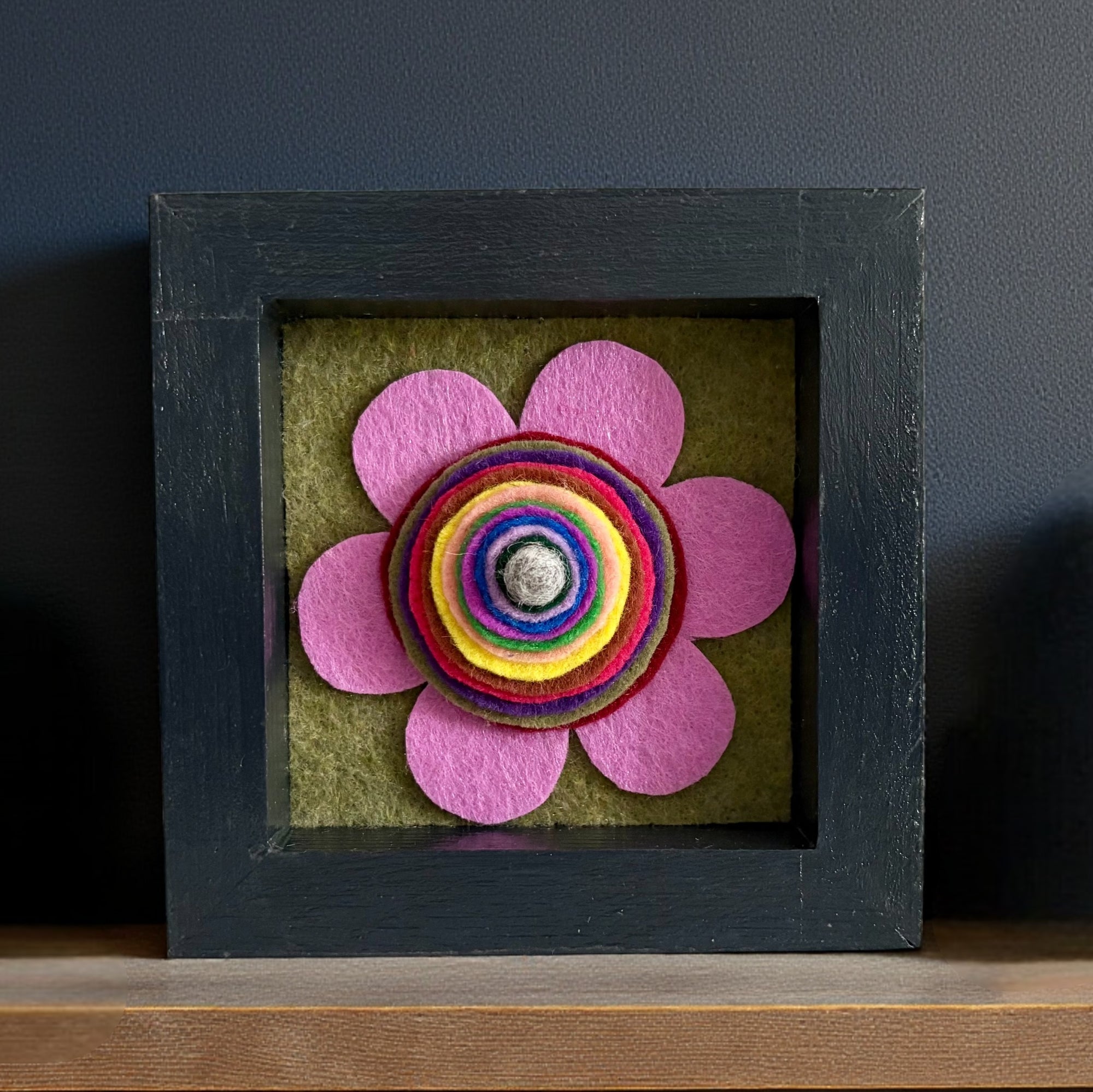 Dark Blue Frame with Purple Flower