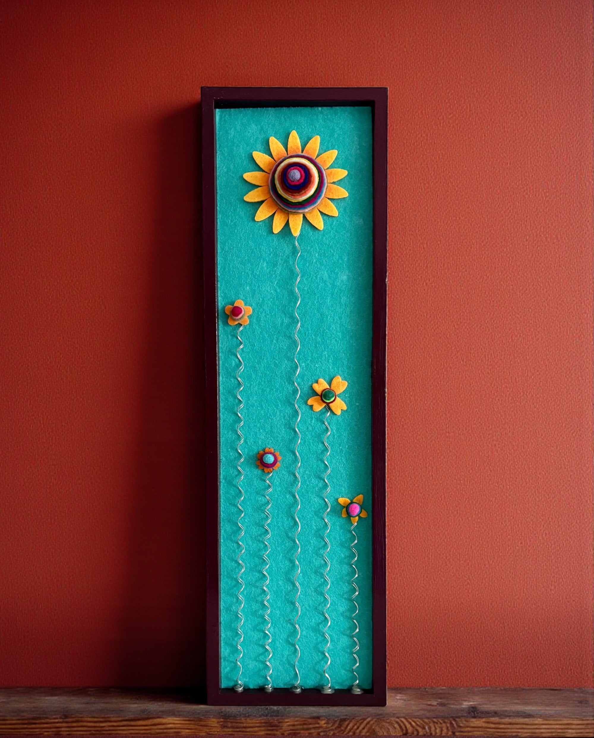 Dark Purple Frame with 5 Yellow Flowers