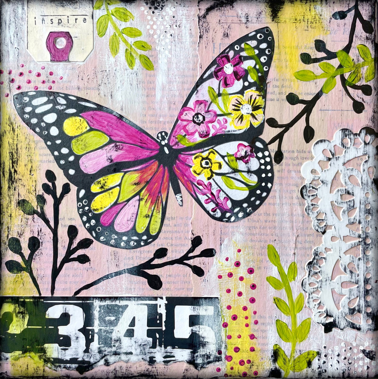Mixed Media Butterfly Class - On Demand Art Class