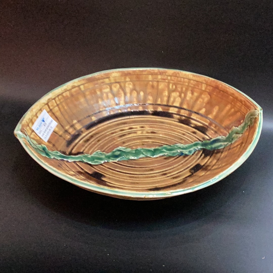 Oval Bowl Green/Brown