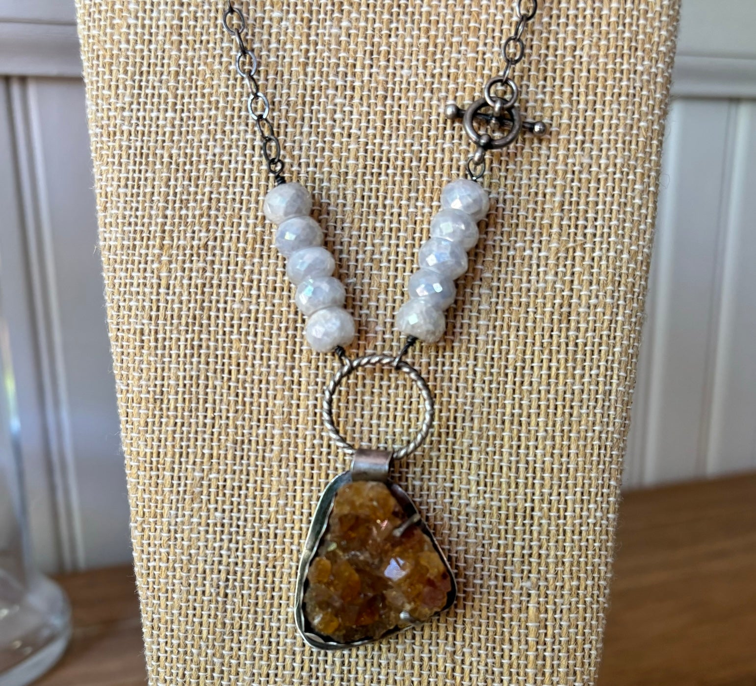 EAL N30 Be My Honey Citrine Druzy and White Sapphire Necklace