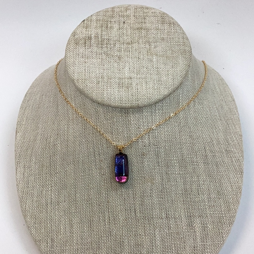 J229 blue/pink dichroic necklace