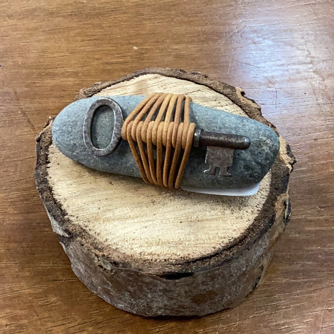 Leather Wrapped Rocks-$18