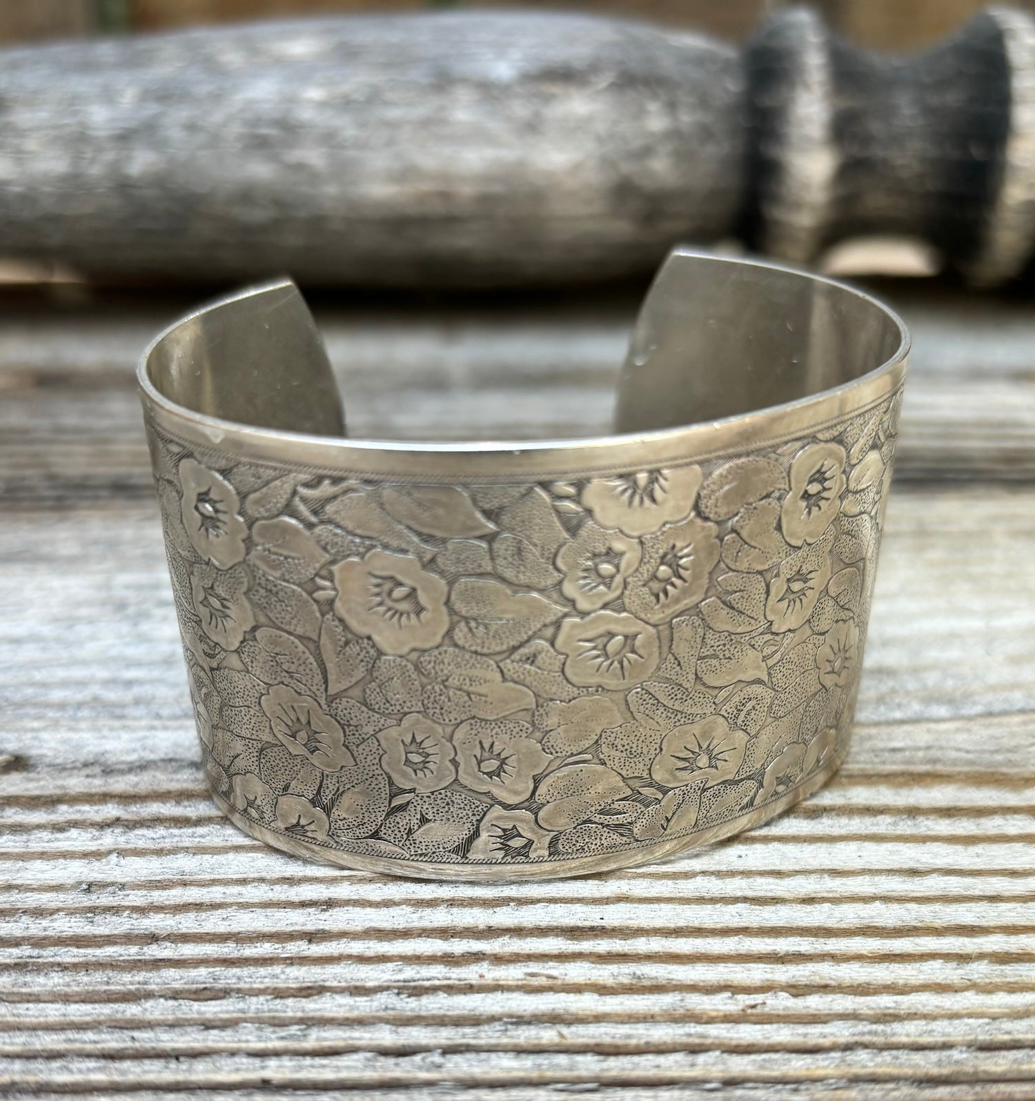 Floral Etched Wide Cuff J21