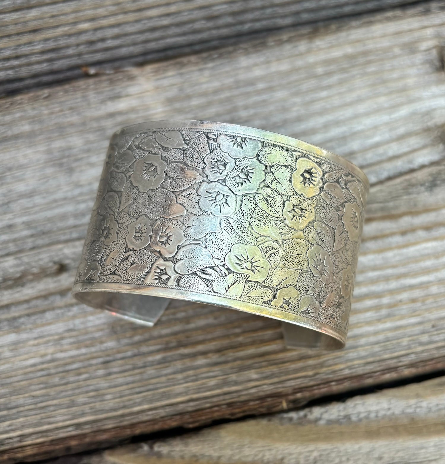 Floral Etched Wide Cuff J21