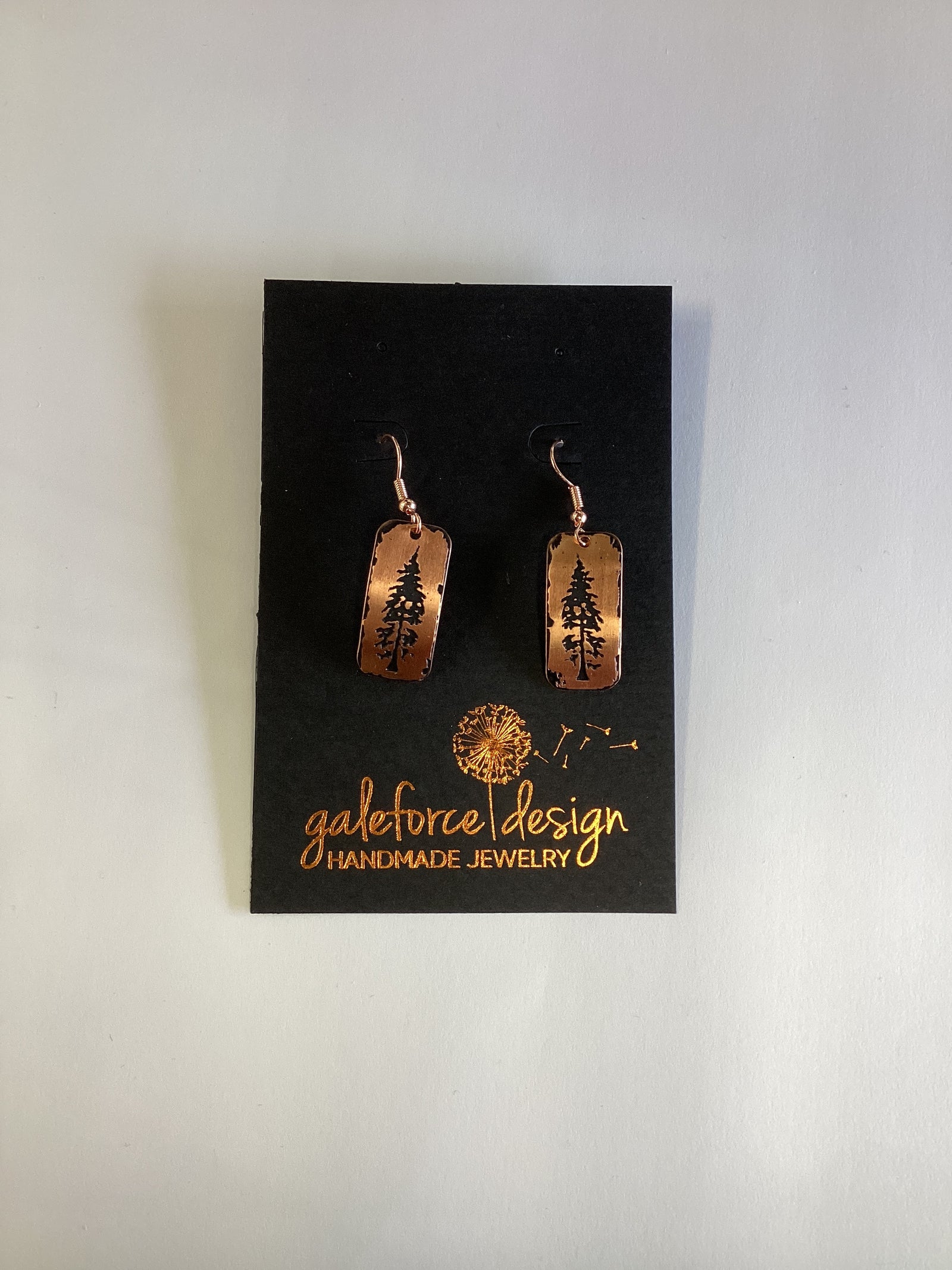 Pine Tree, Copper Earrings Nickel Free Wires