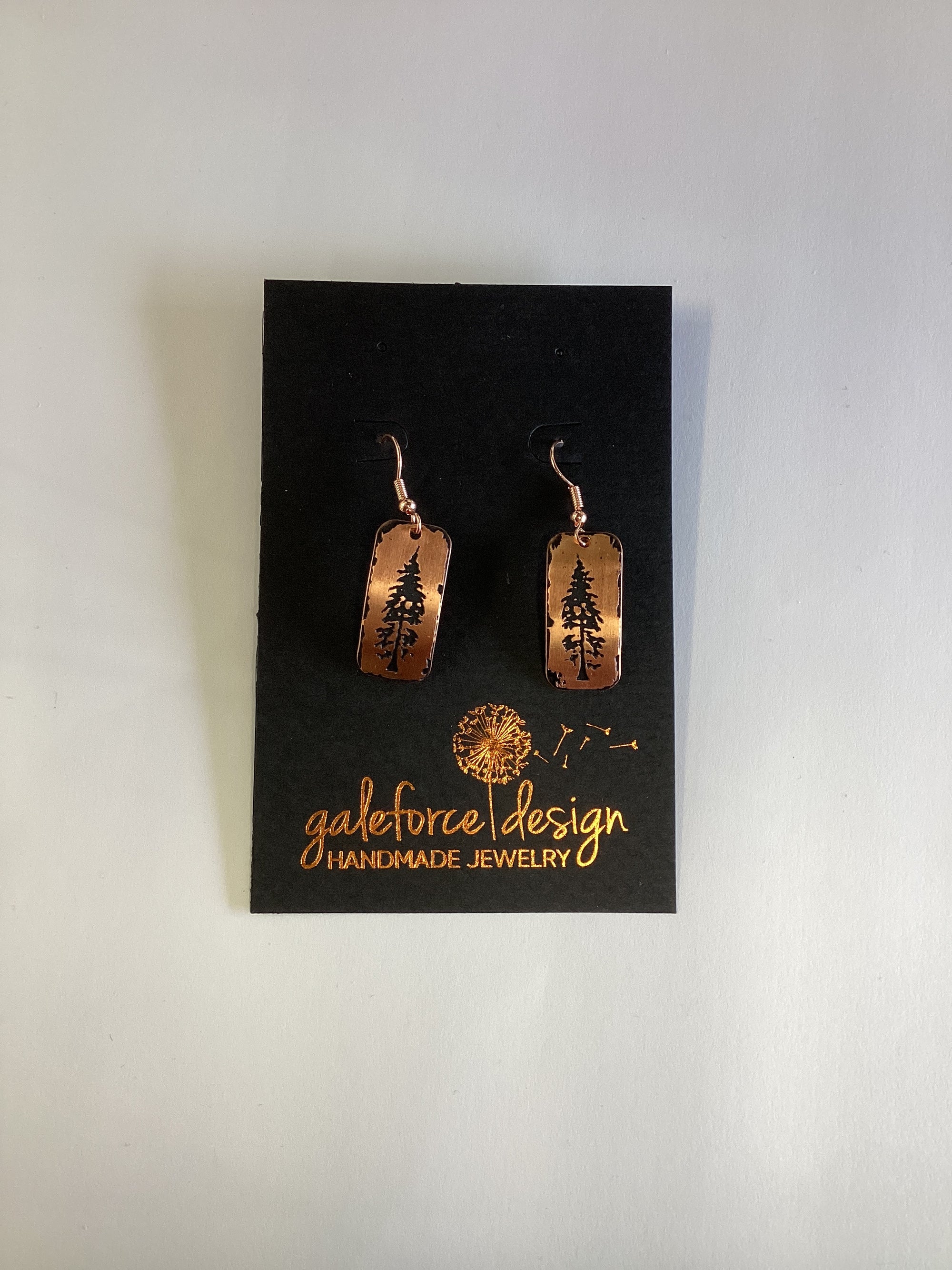 Pine Tree, Copper Earrings Nickel Free Wires