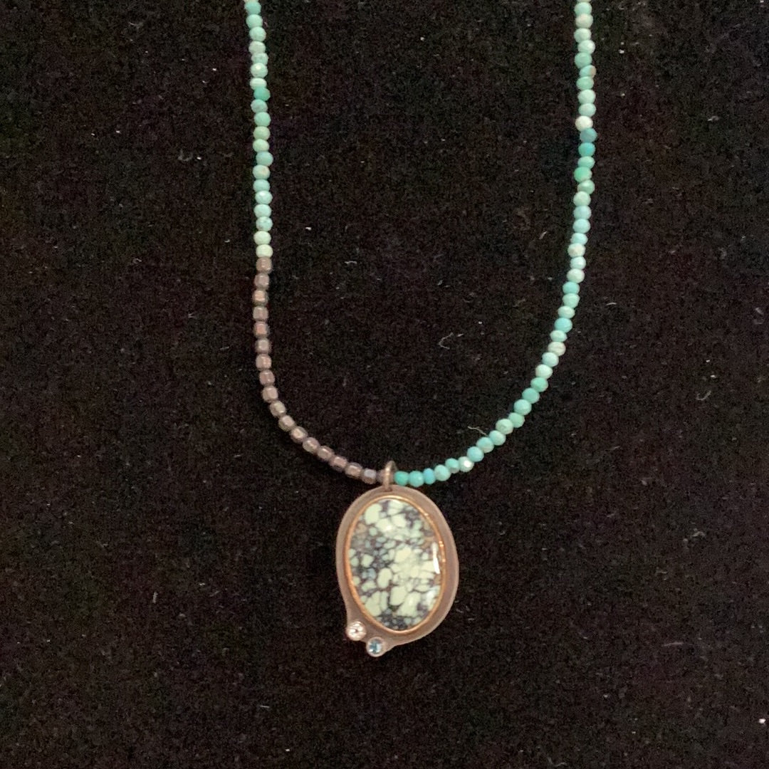 Necklace labradorite, turquoise, aqua