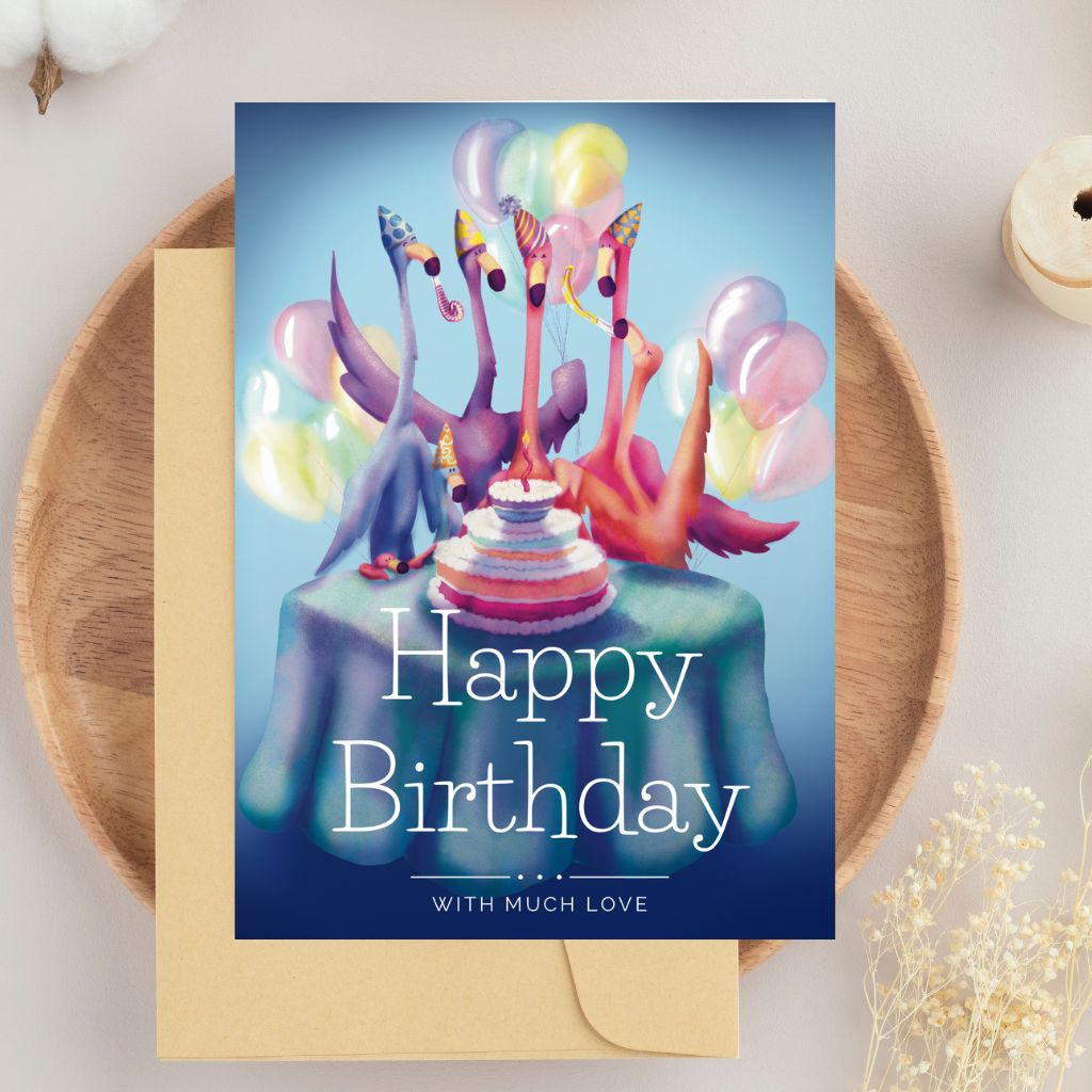 Flamingo Birthday Party Greeting Card Set