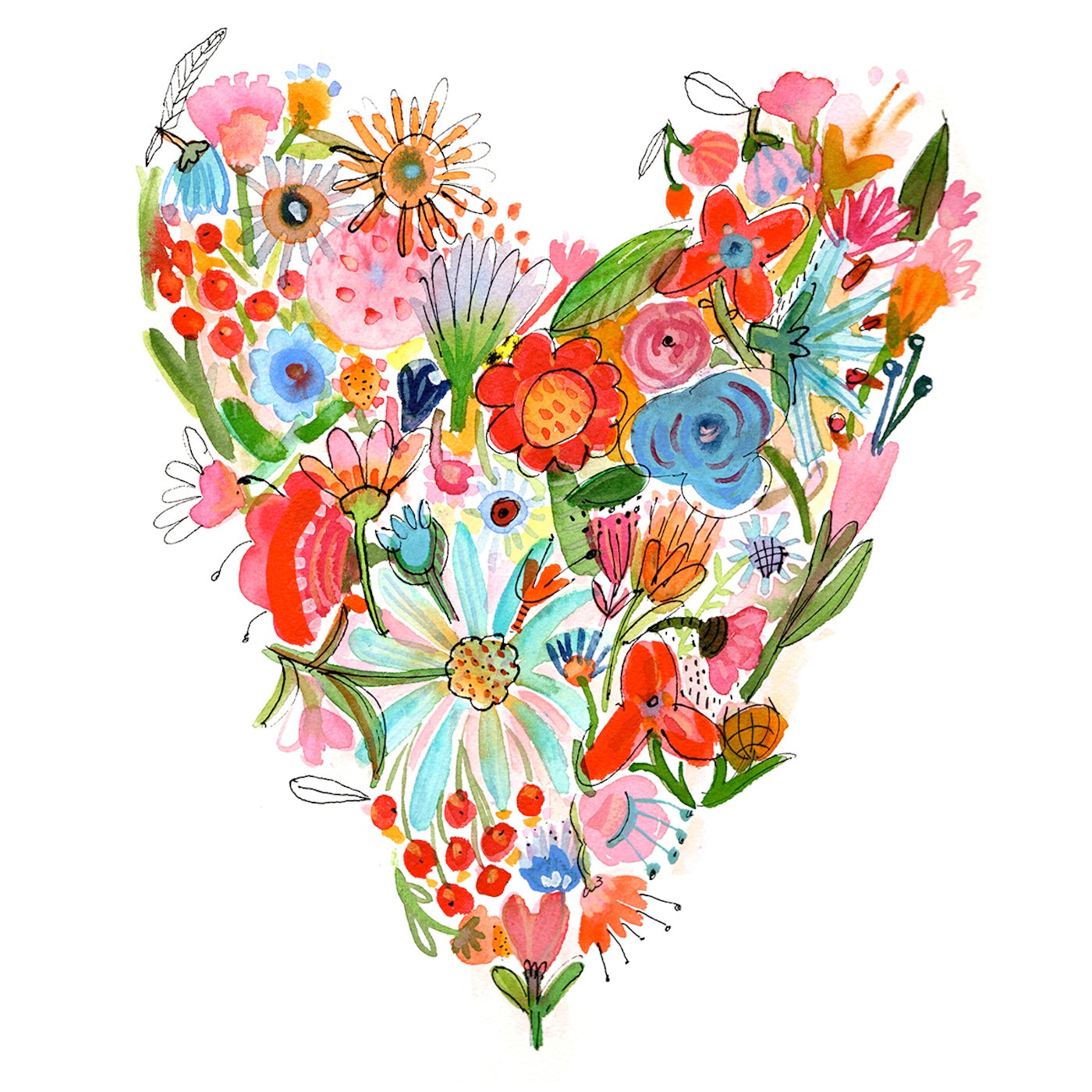 Flower Heart - Embellished Geclee Art Print