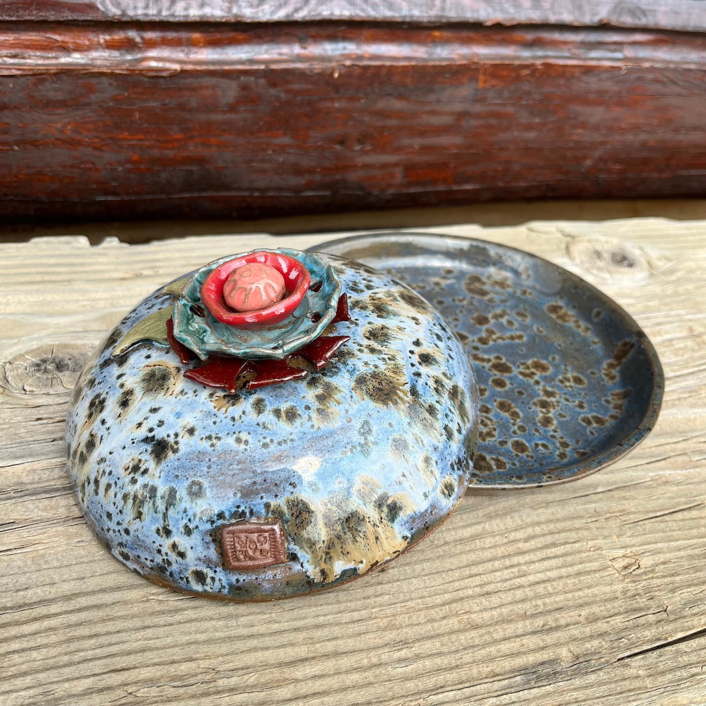 Folk Art Flower Butter Keeper