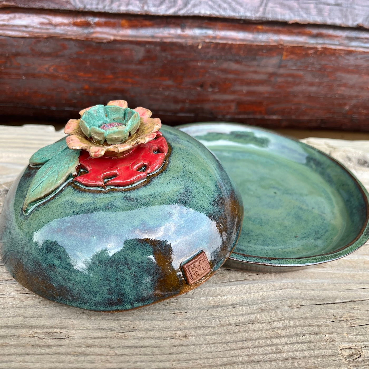 Folk Art Flower Butter Keeper