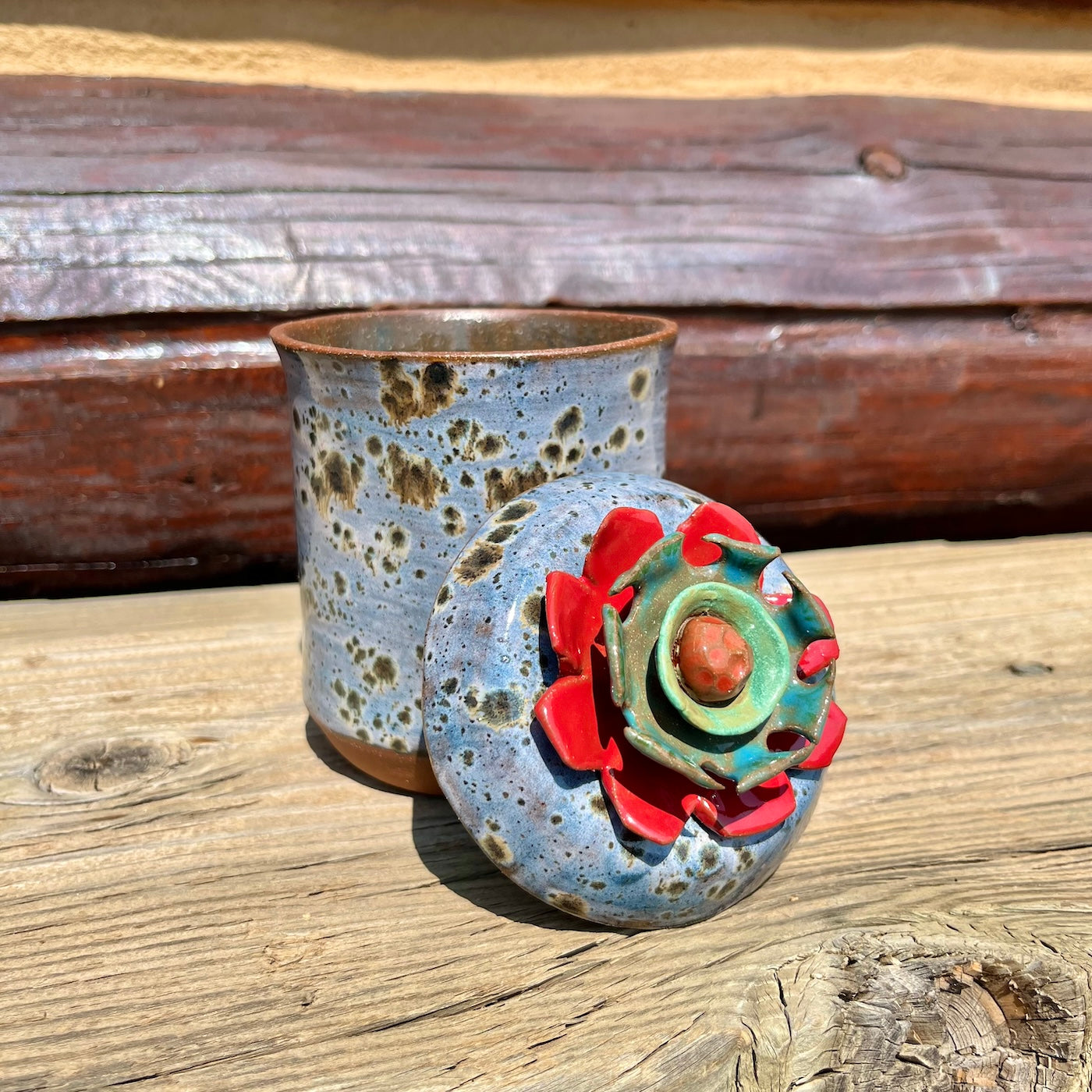 Folk Art Flower Sugar Jar