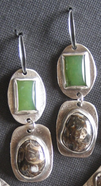 Fossil & Jade earrings