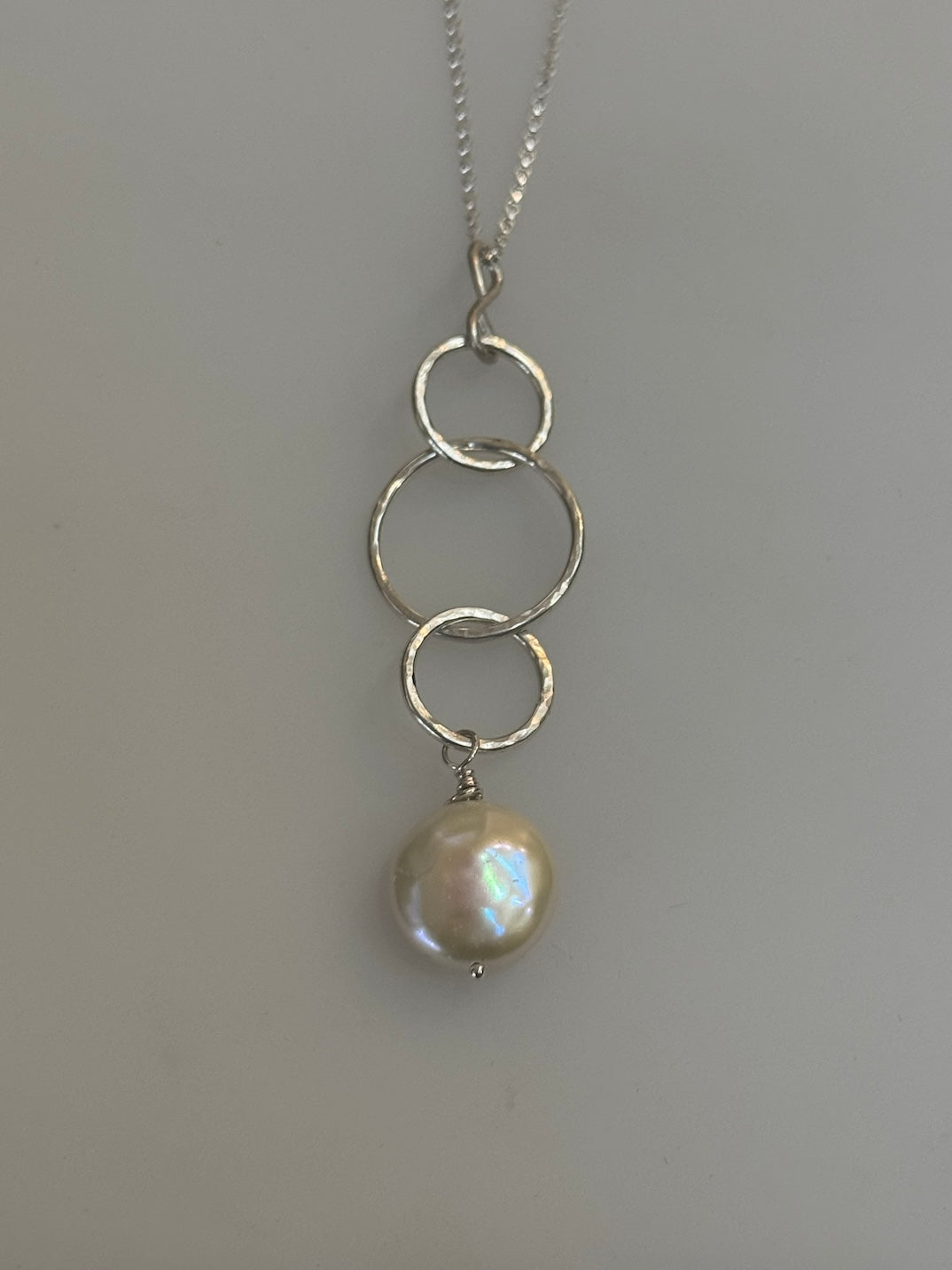 Silver Hoops with Freshwater Pearl  Necklace