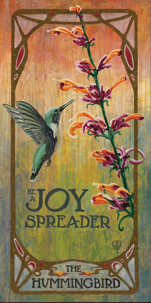 Art Nouveau Hummingbird: 10x20 Art Canvas