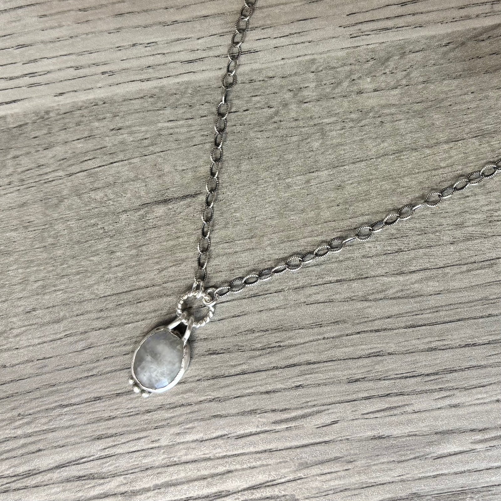 Rosecut Moonstone and Sterling Silver Necklace