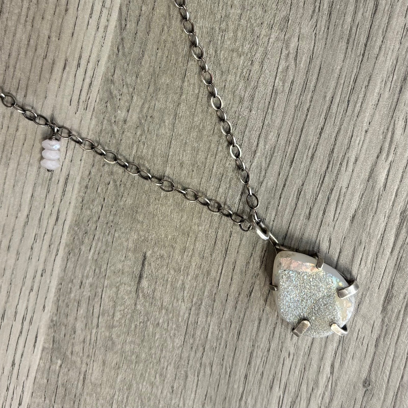 Agate Druzy / sterling prong set pendant necklace