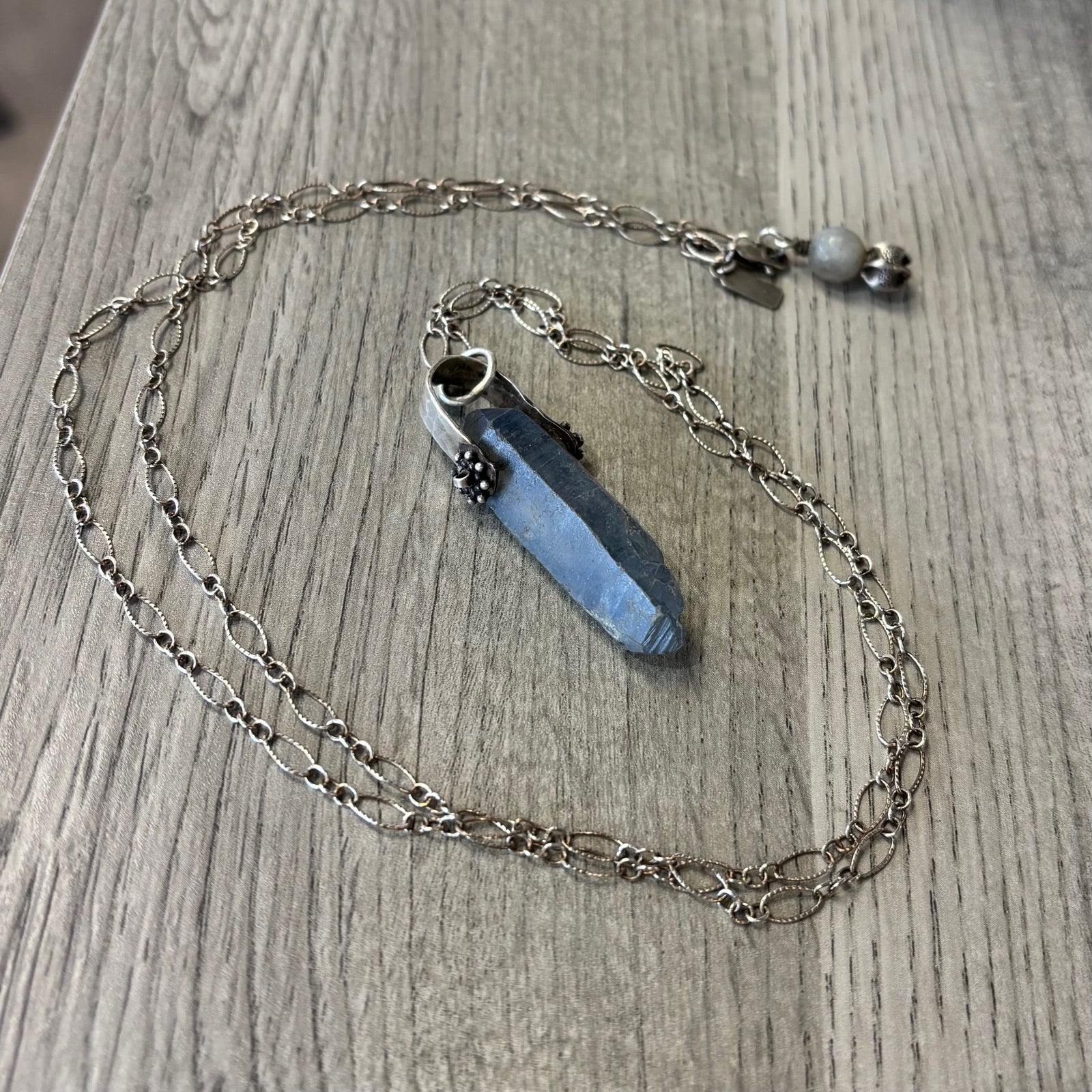 Mystic Quartz point sterling pendant necklace
