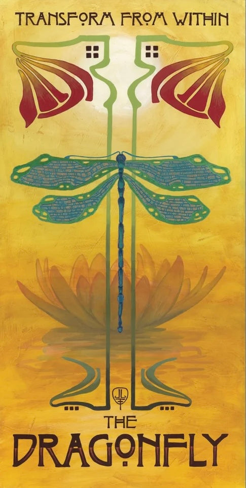 Art Nouveau Dragonfly: 10x20 Art Canvas