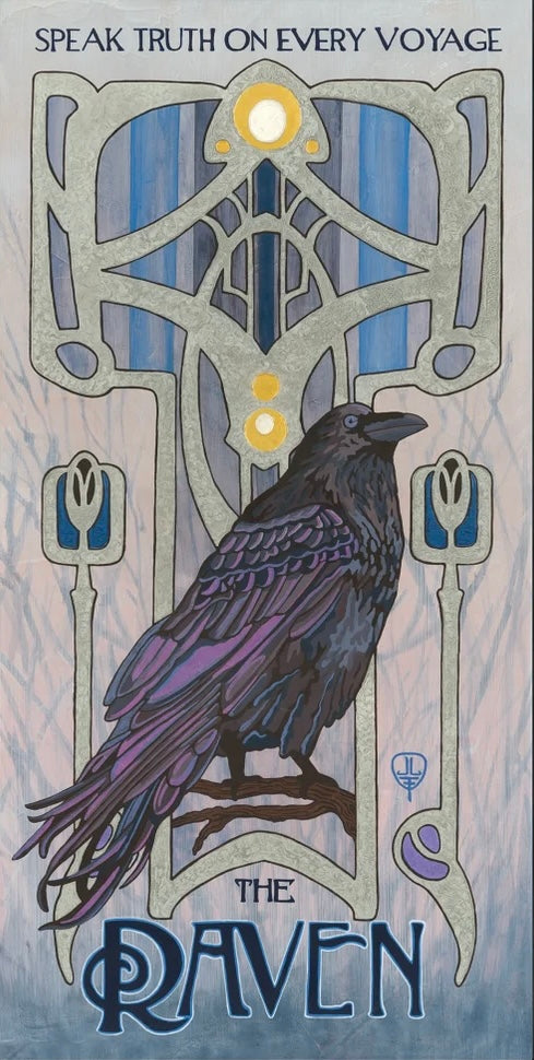 Art Nouveau Raven: 10x20 Art Canvas