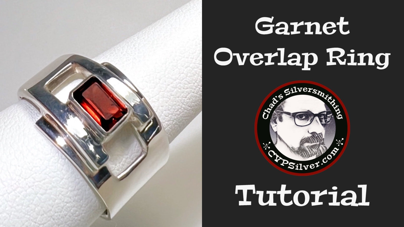 Garnet and Silver Overlap Ring