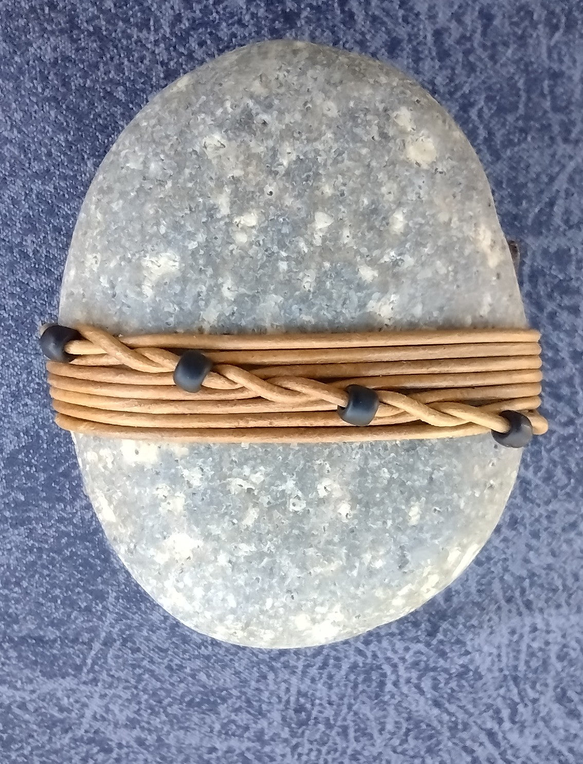 Gray/BSienna/WaveWrap/BlkBeads Wrapped Stone