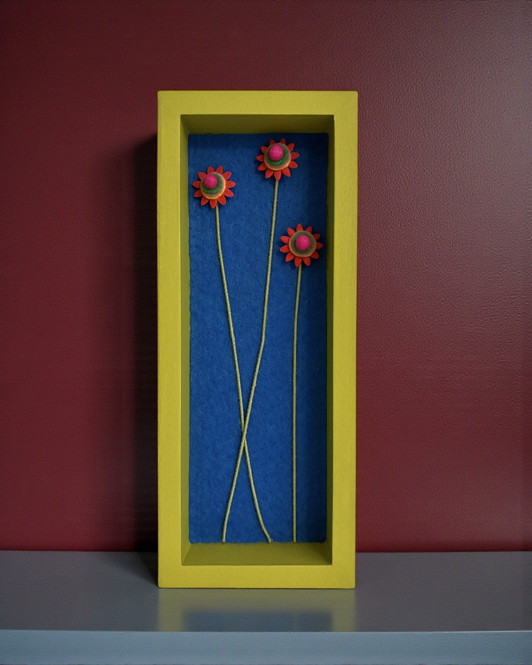 Green Frame with 3 Red Flowers